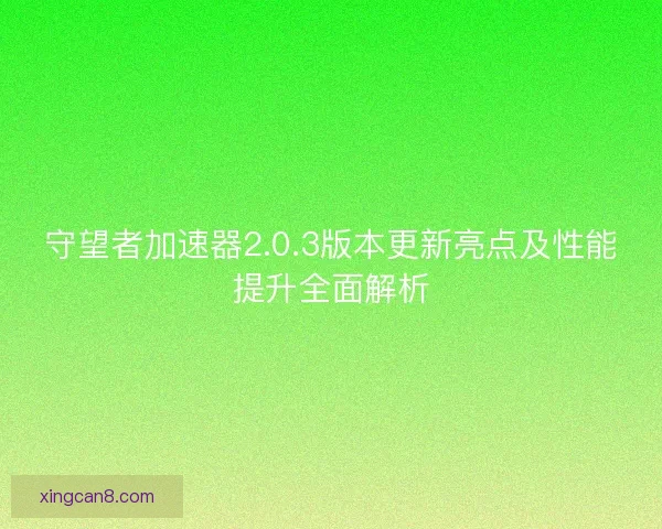 守望者加速器2.0.3版本更新亮点及性能提升全面解析